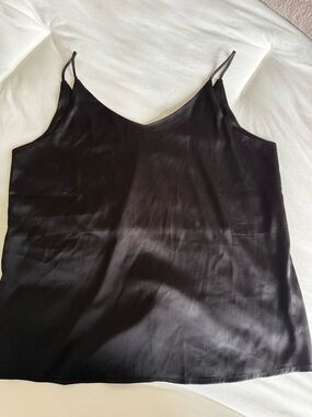 Black Satin V-Neck Spaghetti Strap Camisole
